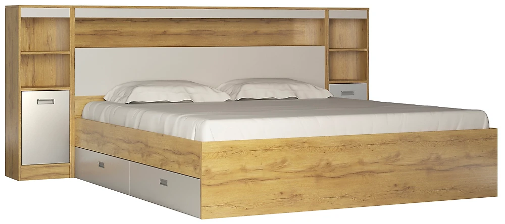 Кровать с ящиками для белья Виктория-4-180 Дизайн-1