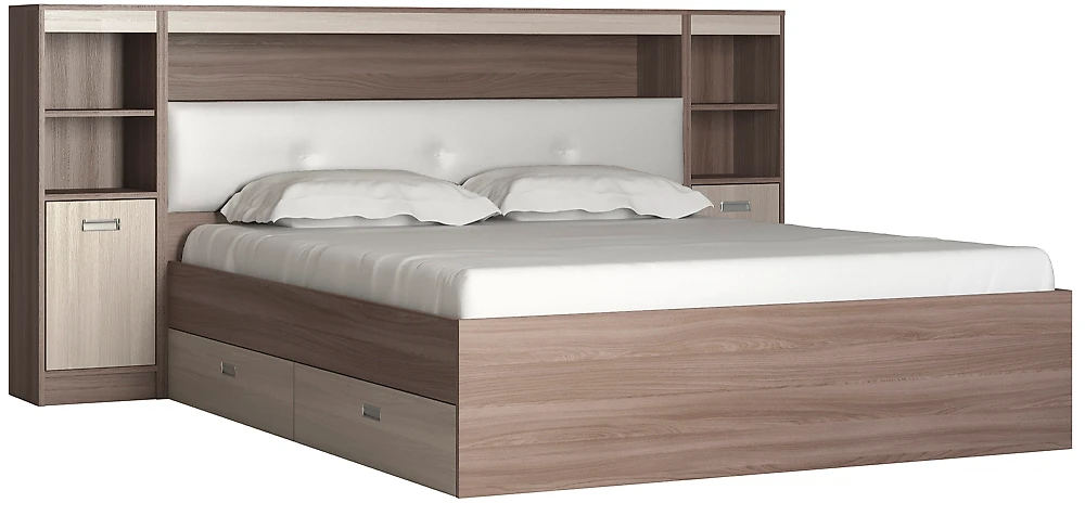 Кровать с ящиками для белья Виктория-5-160 Дизайн-3