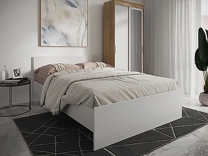 Двуспальная кровать с матрасом в комплекте Николь Вайт-140 с матрасом