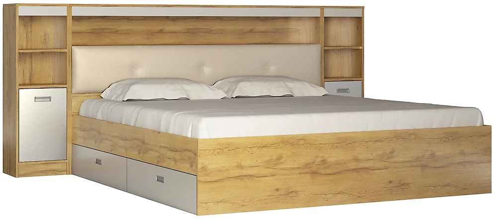 Кровать с ящиками для белья Виктория-5-180 Дизайн-1