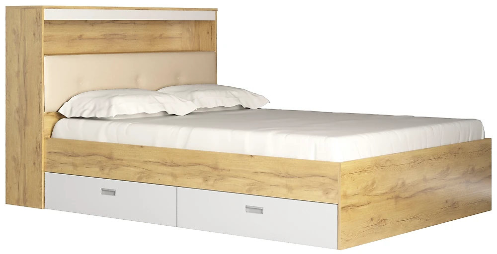 Кровать с ящиками для белья Виктория-3-140 Дизайн-1