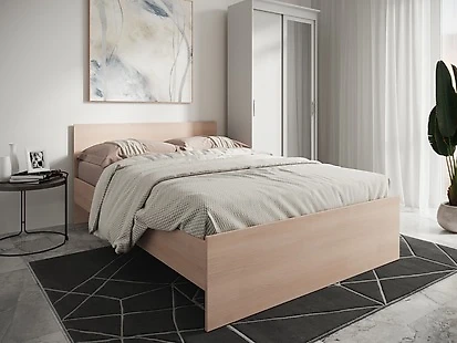 кровать в стиле минимализм Николь Дуб Молочный-160 с матрасом