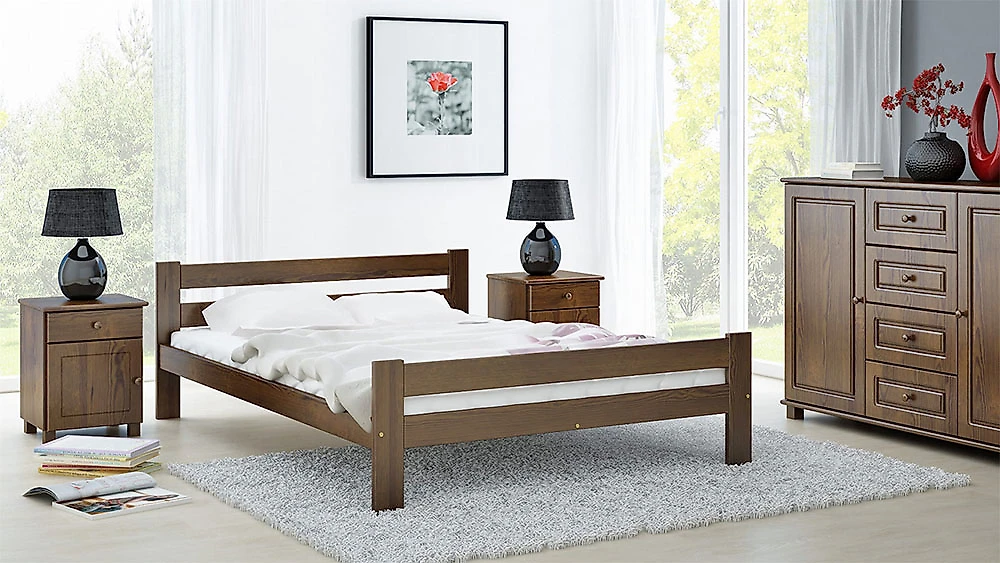 Кровать из массива дерева Родос 90х200 с матрасом