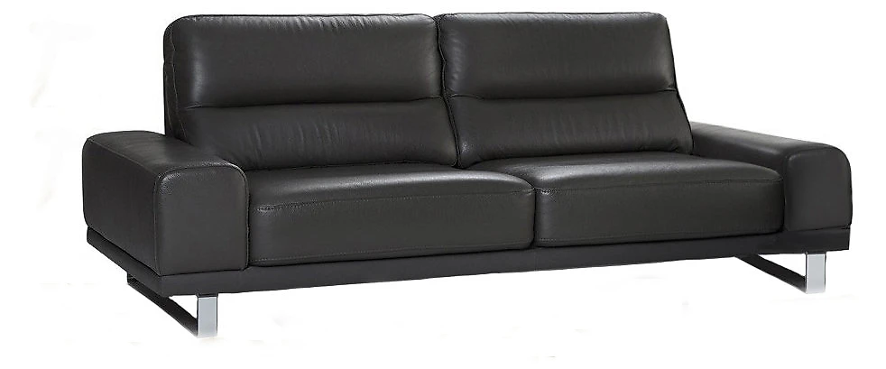 Чёрный офисный диван кожаный Рипозо Блэк