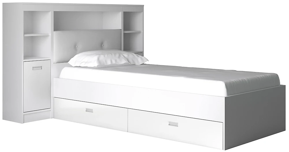 Кровать с ящиками для белья Виктория-5-90 Дизайн-2