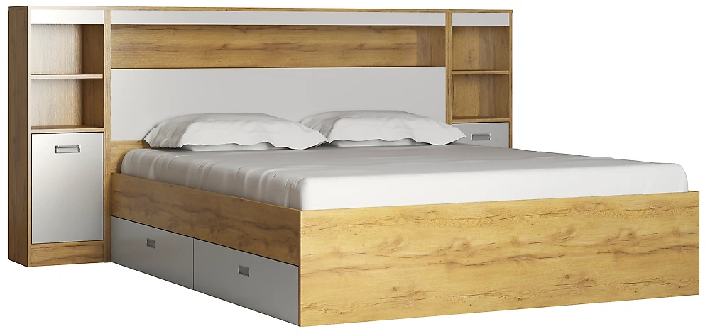 Кровать с ящиками для белья Виктория-4-160 Дизайн-1