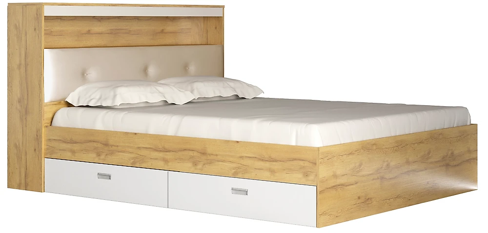 Двуспальная кровать из ЛДСП Виктория-3-160 Дизайн-1