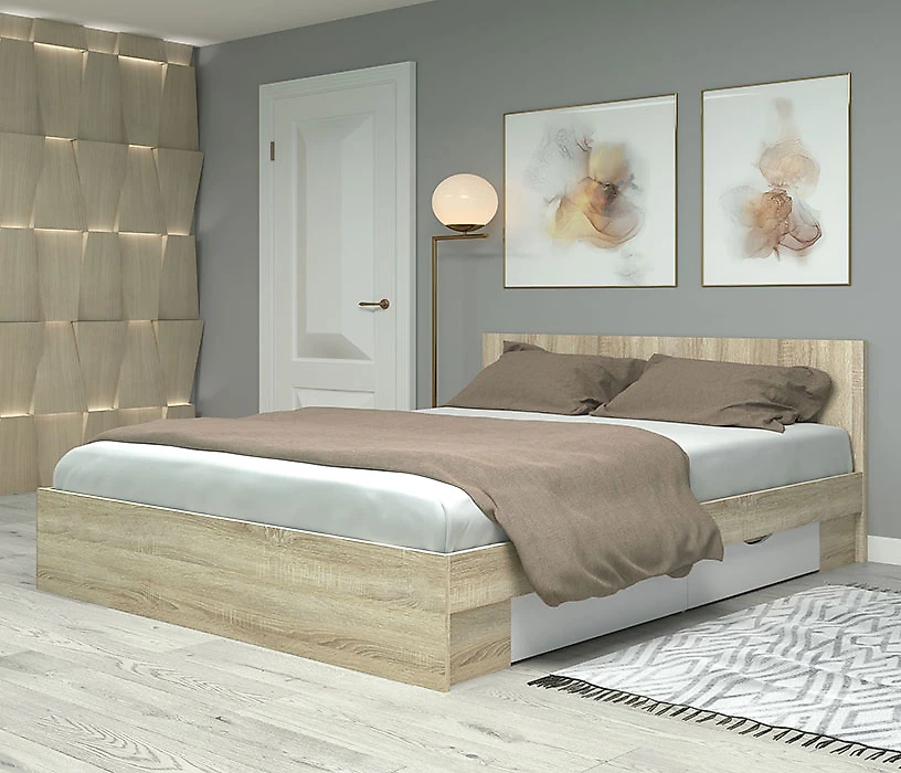 Кровать с ящиками для белья Фреш КРФР-4-Я-1600 Дизайн-3