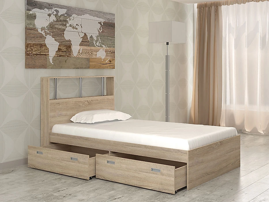 Двуспальная кровать из ЛДСП Бриз-6 (120) Дизайн-2
