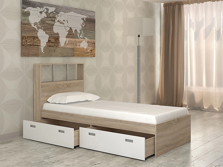 Двуспальная кровать из ЛДСП Бриз-6 (90) Дизайн-3