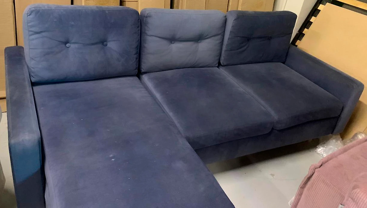 Угловой диван с ящиком для белья Динс Velvet Navy Blue арт. 02001396460