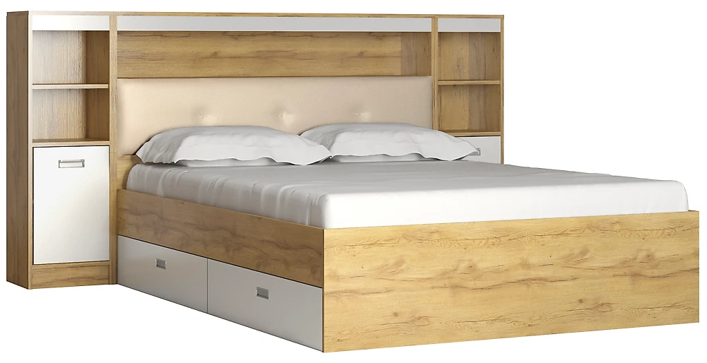 Кровать с ящиками для белья Виктория-5-140 Дизайн-1