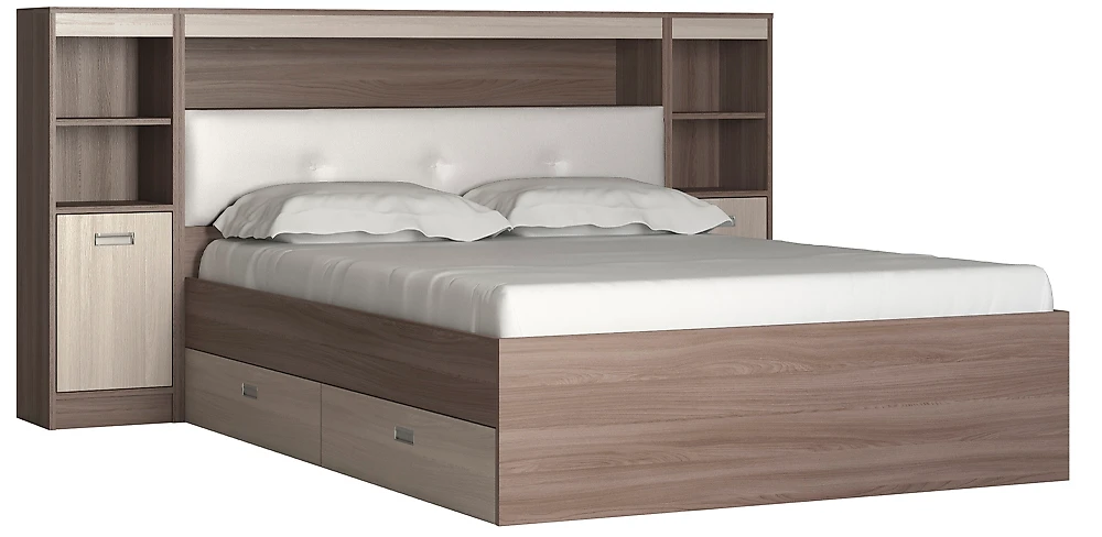 Кровать с ящиками для белья Виктория-5-140 Дизайн-3